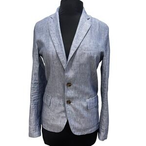 Journal Standard Women Small Blue Linen Blend 2 Button Blazer Sport Coat Jacket